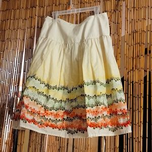 J Jill Skirt Cream with multi color design. SZ 4P